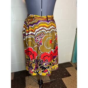 skirt A line groovy 1960s mustard purple yellow olive green